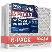 TruFilter 20x24x1 Air Filter MERV 13 (6-Pack) - MADE IN USA - Electrostatic P...