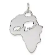 Africa Shaped Continent With Cut-Out Elephants Pendant In 925 Sterling Silver