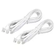 Phone Cord 15FT Telephone Cable Phone Line Cord RJ11 6P4C Plugs White 2pcs