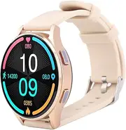 Smart Watch for Men Women BT Call, 1.43 Inch Touch Screen Fitness Watch, Message, Call Reminder,Time Alarm,Fitness Tracker Watch (Rosy Gold)