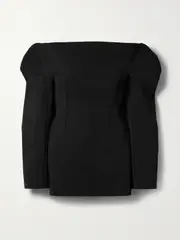 [16ARLINGTON] 16ARLINGTON - Sage Off-the-shoulder Crepe Mini Dress - Black - UK 14 UK 14 Black
