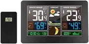 Weather Station Wireless, Color LCD Display, Weather Forecast with Outdoor Sensor, Digital Temperature and Humidity Gauge with Alarm Clock, Backlight,Moon Phase, Snooze Mode