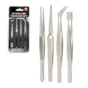 4 Pc Tweezer Set Stainless Steel Hobby Electronic Jewelry Watch Repair Tool New