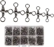 AKOSU 120Pcs Fihshing Accessories Three Way Swivels Cross Line Barrel Stainle...