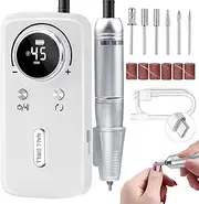 Cordless Nail Drill Professional: 45000 RPM Rechargeable Electric Nail File Kit, Portable & Low Noise for Acrylic, Gel Nails, Manicure & Pedicure - Salon & Home Use