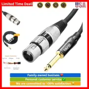 Braided 10 FT XLR Female to 1/4 Inch TS Microphone Cable - Durable & Clear Sound