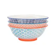 Nicola Spring Patterned Salad & Fruit Ceramic Serving Bowls, 20cm - Set of 3 Designs