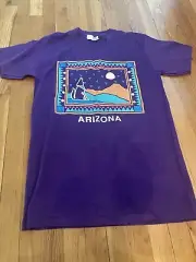 Vtg Arizona Purple Howling Wolf Desert Single Stitch Shirt Sz L NWT Aztec 1990