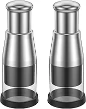 2Pcs Manual Pressed Chopper, Stainless Steel Small Food Chopper, Compact Mini Dicer Food Chopper, Multi-Functional Manual Garlic Press for Mincing Garlic Onion Potato Peppers