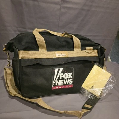 Fox News London Fog Black & Tan Travel Luggage Bag w/ Strap 12 x 17 Zip
