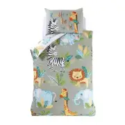 Rumble In The Jungle Single Duvet Cover Set Childrens Reversible Bedding Animals