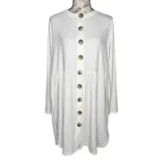 Beautiful You LARGE Boutique Cream Babydoll Button Front Cardigan Dress