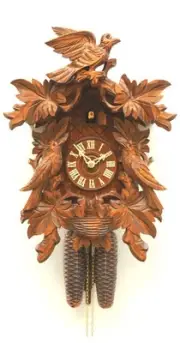 Cuckoo Clock 8 Leaves, 3 Birds, Nest RH 3431 NEW