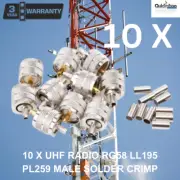 10 X UHF PL259 Cable Crimp Male Plug Connector RG58 LL195 LMR195 Solder Tip