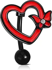 [Jewseen] Halloween 14G Reverse Belly Button Rings Vertical Drop Belly Ring Red Heart Top Down Navel Ring Belly Piercing Jewelry Belly Button Piercing Navel Piercing Jewelry