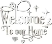 Welcome to Our Home Wall Decor Sticker, Home Acrylic 3D Mirror Wall Decal, Removable Art Letter Sign, Wall Door Quote Decoration DIY for Living Room Bedroom Sofa TV Background (Silver)