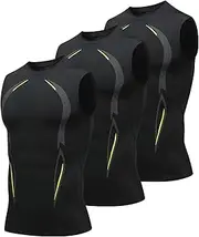 [Generic] 3 Pack Men's Compression Shirts Sleeveless Workout Athletic Tank Top Sports Base Layer Undershirt