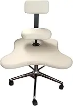 YUGXTH Cross Legged Office Chair with Removable Back Support, Ergonomic Kneeling Chair with Brake Casters, Posture Chair, Meditation Chair for Office, Home, 330Lbs Capacity (Color : White)