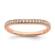 0.13ct. CZ Solid Real 14k Rose Polish Matching Wedding Wedding Band Ring