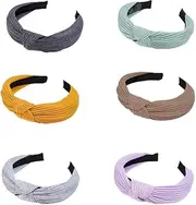 EDNEY 6 Pack Knotted Wide Headbands Cute Fashion Head Wrap Non-slip Hair Accessories for Women