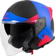 Bogotto H586 City-B Jet Helmet, black-red-blue, Size M for Men Black Red Blue
