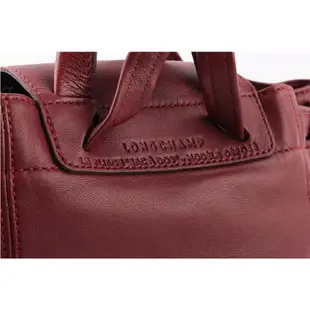 【LONGCHAMP】LE PLIAGE CUIR小羊皮後背包(XS)(酒紅色) 1306737945