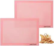 Perforated Baking Mats, 2 PCS Pink Eclair Silicone Mat for Half Sheet, Non-Stick Reusable Oven Liners for Making Bread/Pizza/Pastry/Cookie 11 5/8" x 16 1/2", Sakura Pink