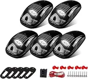 KOMAS 5 X Cab Roof Running 264146BK Black Smoke Lens White 13 LED Housing Cab Marker Lights, Top Clearance Light for 2003-2018 Dodge Ram 1500 2500 3500 4500 5500 Pickup Trucks