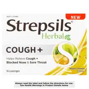 Strepsils Herbal Cough+ Honey Lemon 16 Lozenges
