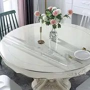 Transparent Table Protector 100cm/39in, Clear Plastic Tablecloth Round, Transparent Waterproof Tablecloth Cover Protector, PVC Soft Glass Table Cover Protector, for Home Dining Room