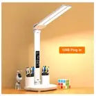 NEW Table Lamp LED Double-Headed Multifunction Foldable Touch wit Calendar Clock