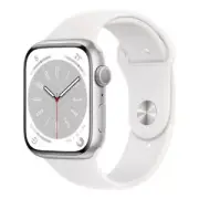 Apple Watch Series 8 45mm Silver Stainless Steel Case/White Sport Band. Sealed.