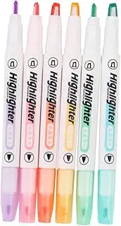 ARTIBETTER 6Pcs Double Ended Highlighter Markers with Chisel Fine Tip Pastel Colors for School Office Smudge Transparent Ink for Precise Marking Underlining
