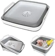 GIMWA Collapsible Wash Basin for Baby Bottles - 2.4 Gallons Portable Wash Bin for RV Camping Sink, Space-Saving Dish Tub (Gray)