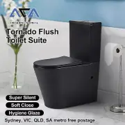 Black Tornado Flush Back To Wall Toilet Suite Soft Close Seat Ceramic P S TRAP