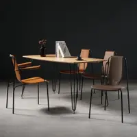 在飛比找ETMall東森購物網優惠-慵懶空間復古工業風皮餐椅LOFT鐵藝咖啡廳扶手椅極簡輕奢書桌