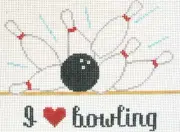 I Love Bowling Hand Painted Needlepoint Canvas