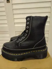 Dr. Martens Jadon Zip Boots Alternative Leather Platform Black Milled Nappa Sz 7