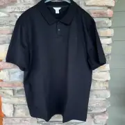 CALVIN KLEIN Men's Short Sleeve Dressy Black XL Snap Front Polo Cotton Blend NWT
