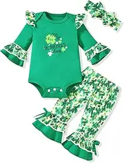 [HINTINA] Newborn Baby Girl St. Patrick's Day Bell Bottom Outfits