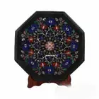 12" Marble Side Coffee Table Top Semi Precious Inlaid Home Decor Christmas