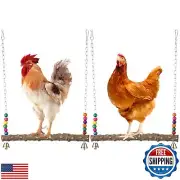 2PCS Chicken Bird Swings - Natural Wooden Swing Toys with Wooden Stands for C