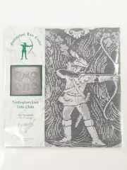 Nottingham Pictorial Lace Tablecloth Scenes 42" Square Robin Hood Castle Church