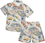[Caihoyu] Toddler Baby Boys Short Sleeve Shirt Top+shorts Suits Toddler Baby Boy Outfit Summer Outfit