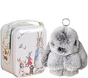 [Generic] Bunny Keyring in a Tin | Bunny Lulus Keychain Plush Cute | Rabbit Keychain Bag Charm with Box for Girl Kids | Hangable Ornament Bunny Lulus in a Tin Plush Keyring