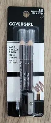 Covergirl Easy Breezy Brow Fill + Define Eye Pencils 505 Rich Brown New & Sealed