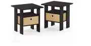 Bedroom Night Stand End Table Bedside Furniture Shelf Drawer Stylish Stands 2 Pc