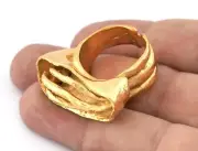 Mysterious Ring Adjustable Shiny gold plated brass (19mm 9US inner size) 5233