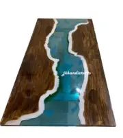 Blue Epoxy Resin Table Walnut Custom Order Table Top Diining Coffee Table