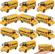 Blueweenly 12 Pcs School Bus Bulk 3.9 Inches Model Toy Car Plastic Yellow Small School Bus Playset for Birthday Party Supplies School Bus Favors Goodie Bag Fillers (Stylish)